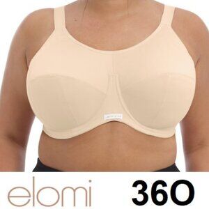 Women's Elomi Energise Full Cup Racerback Sports Bra Underwire Beige Size 36O